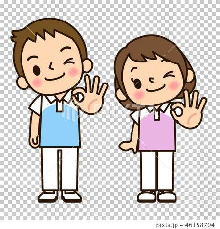 介護士男女 Okサインのイラスト素材
